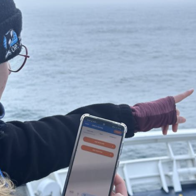 Staff member using the OceanWatchers app