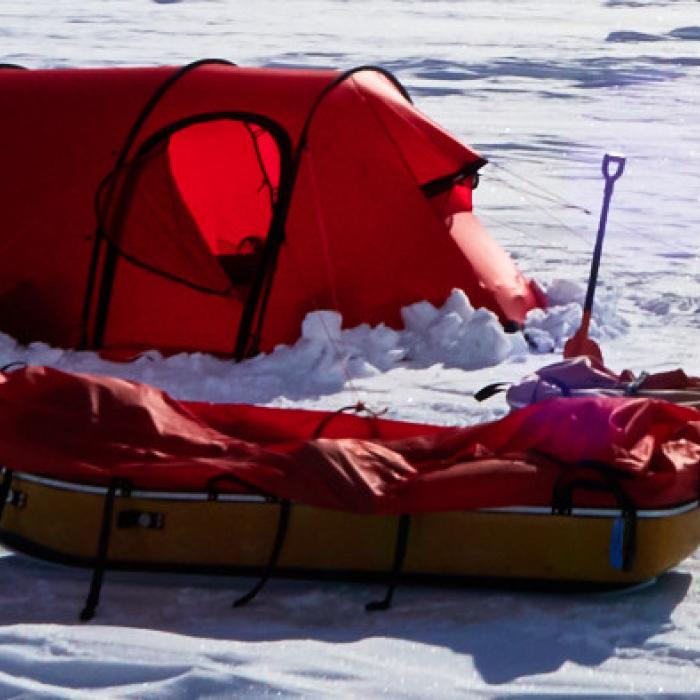 Tents and Gear in Atarctica, photo by Antarctic Logistics Agent